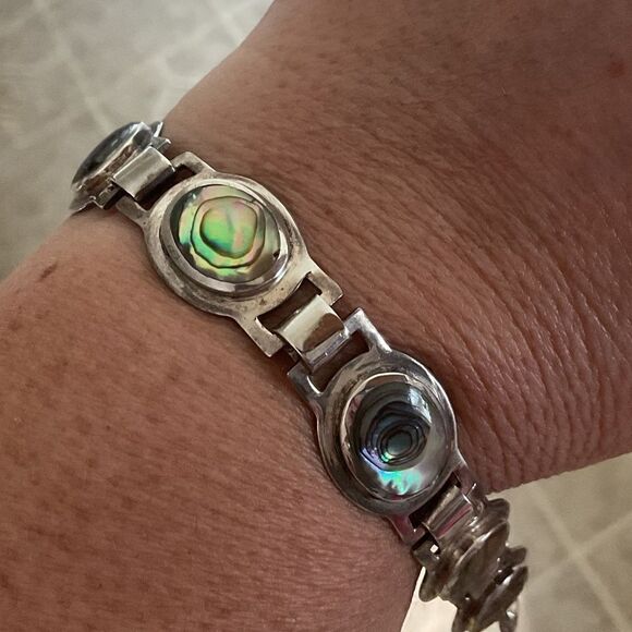 Sterling SILVER 925 ABALONE SHELL BRACELET NEW without tag - Picture 9 of 11